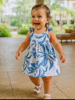 NWT Infant Girl Flower Dress Side Tie Size 6months Made In Hawaii